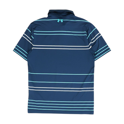 Navy Striped Short Sleeve Polo