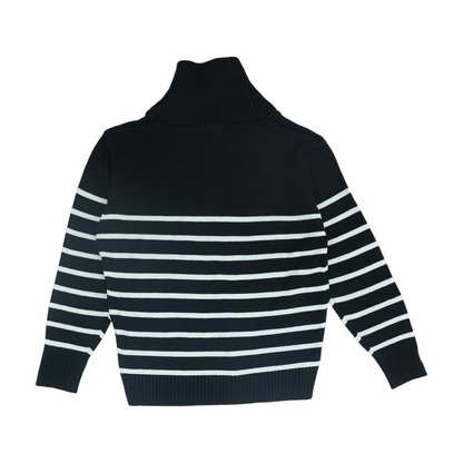 Black Striped 1/4 Zip Sweater