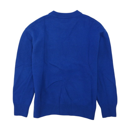 Blue Solid Pullover Sweater