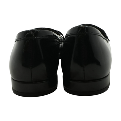 Black Leather Penny Square-Toe Loafers