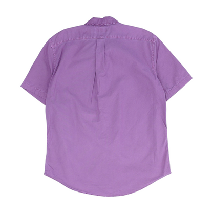 Purple Solid Short Sleeve Button Down