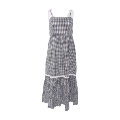 Black Petite Check Midi Dress