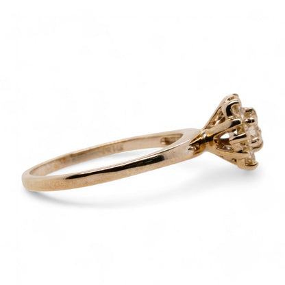 14K White Gold Diamond Flower Cluster Ring