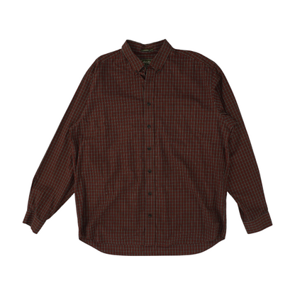 Red Tall Plaid Long Sleeve Button Down