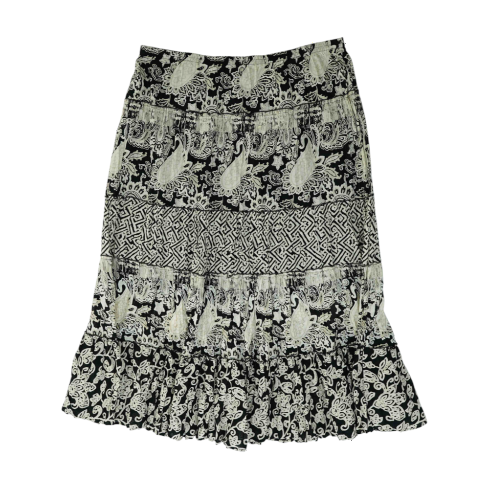 Black Plus Size Paisley Maxi Skirt
