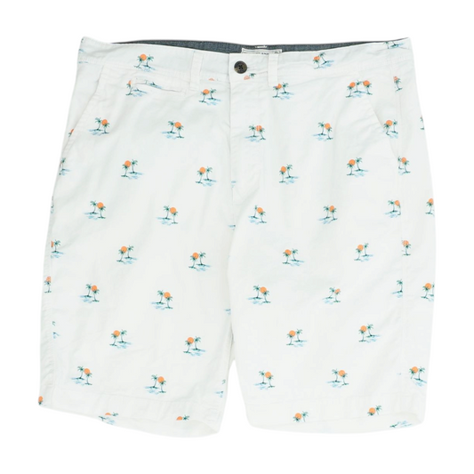 White Graphic Chino / Khaki Shorts