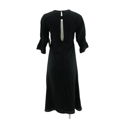 Black Solid Midi Dress