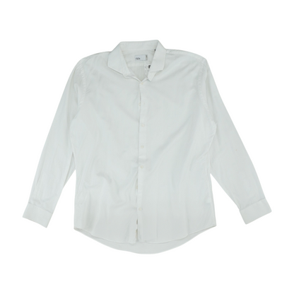 White Solid Long Sleeve Button Down