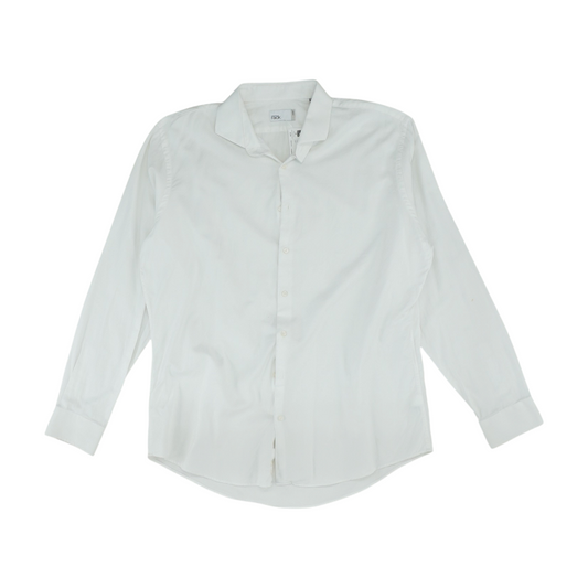 White Solid Long Sleeve Button Down