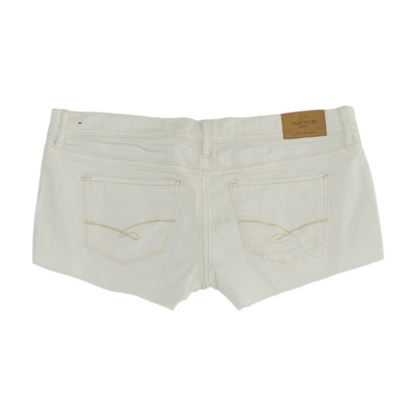 White Solid Denim Shorts