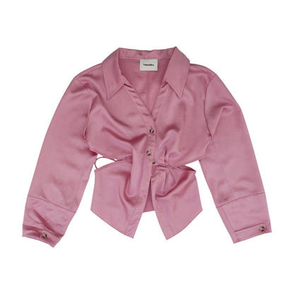 Pink Solid Long Sleeve Blouse