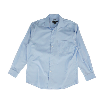 Blue Solid Long Sleeve Button Down