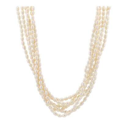 Sterling Silver Cultured Pearl Beaded Necklace