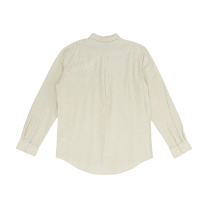 Beige Solid Long Sleeve Button Down