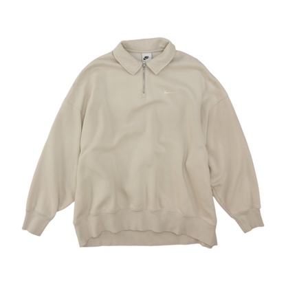 Beige Solid 1/4 Zip Pullover
