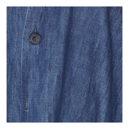 Blue Cotton Denim Angle to Front Double Stand Collar Jacket