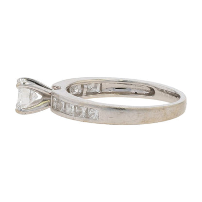 5/8 Ct 18K White Gold Diamond Center And Diamond Accented Shank Engagement Ring