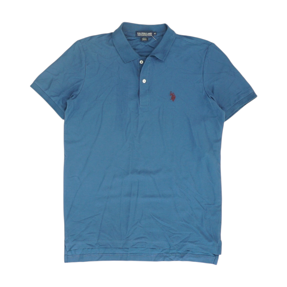 Blue Solid Short Sleeve Polo