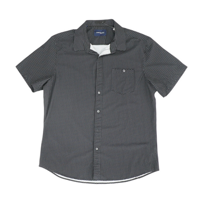 Black Print Short Sleeve Button Down