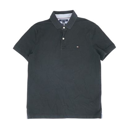 Black Solid Short Sleeve Polo