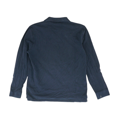 Navy Solid Long Sleeve Polo