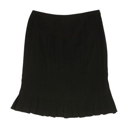 Black Solid Midi Skirt