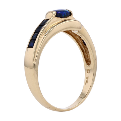 14K Yellow Gold Opal Band Ring