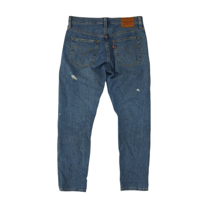Blue Mid Rise Straight Leg Jeans