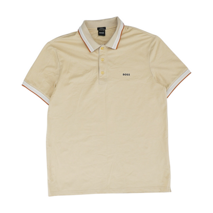Beige Solid Short Sleeve Polo