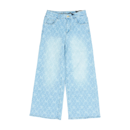 Blue Print Wide Leg Jeans