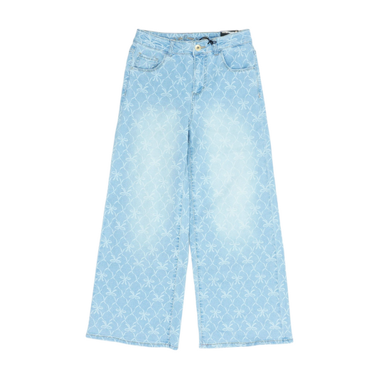 Blue Print Wide Leg Jeans