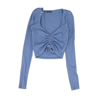 Blue Cropped Blouse