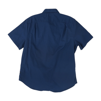 Navy Solid Short Sleeve Button Down