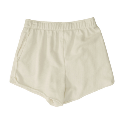 White Solid Knit Shorts