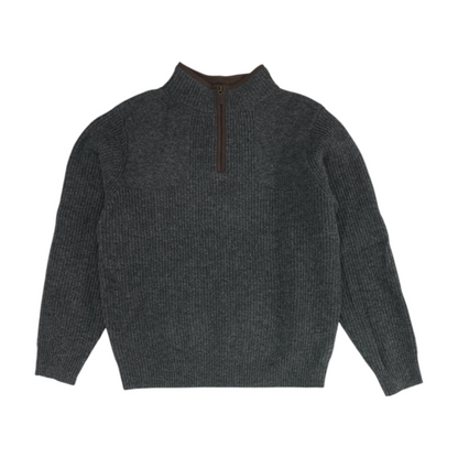 Gray Solid 1/4 Zip Sweater