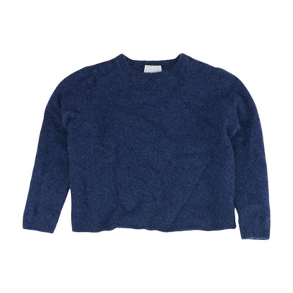 Blue Solid Crewneck Sweater