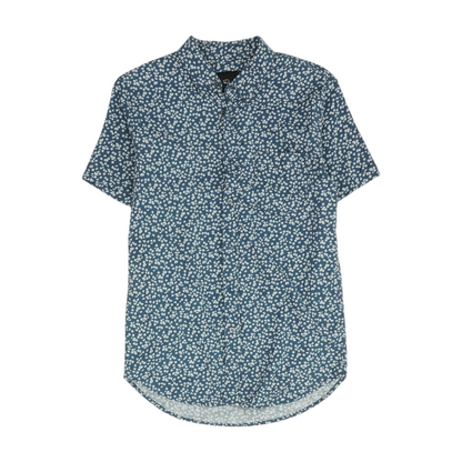 Blue Floral Short Sleeve Button Down