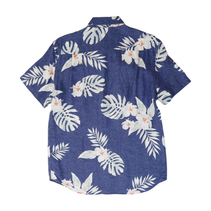 Blue Tropical Short Sleeve Button Down