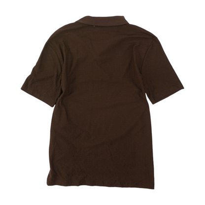 Brown Solid Short Sleeve Polo