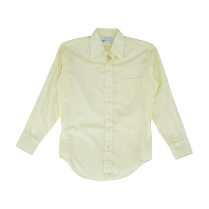 Vintage Yellow Solid Long Sleeve Button Down