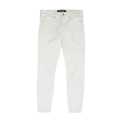 White Solid Mid Rise Jeans