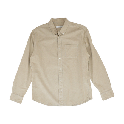 Gray Solid Long Sleeve Button Down