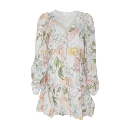Cream Floral Mini Dress