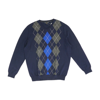 Navy Argyle Pullover Sweater