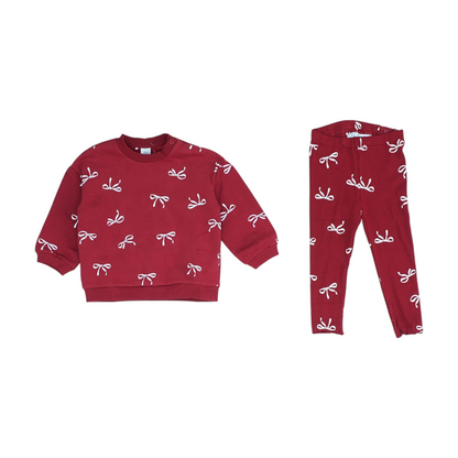 Red Print Long Sleeve Set