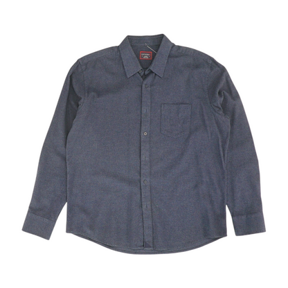 Blue Solid Flannel Button Down