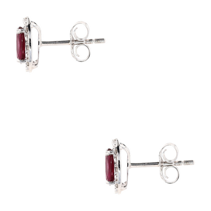 1 1/3 ctw 10K White Gold Garnet Stud Earrings