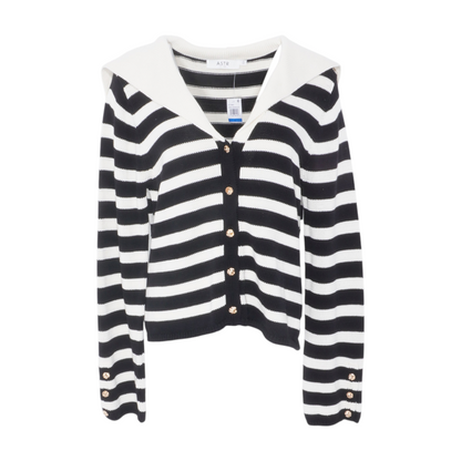 Ivory Striped Cardigan Sweater