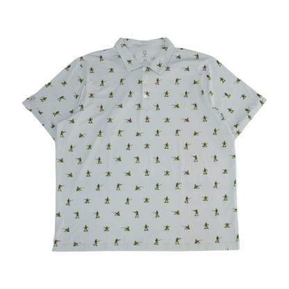 White Print Short Sleeve Polo – Image 1