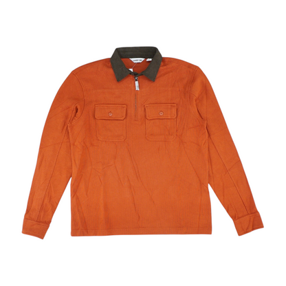 Orange Solid Long Sleeve Polo